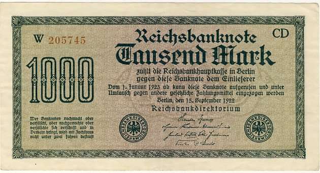 Germany - 1000 Mark , 1922, One Thousand Mark Note, p76 c