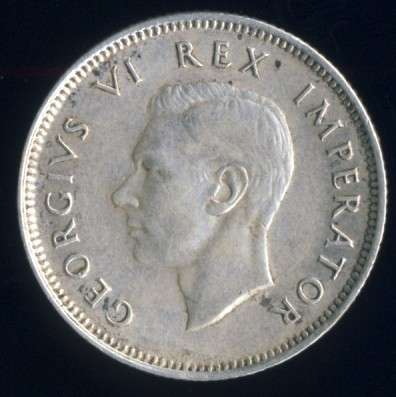1943 Shilling coin, 1/-, South Africa, Silver, George VI , No reserve