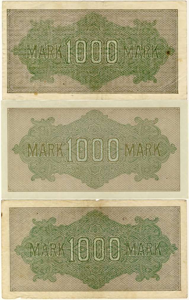 Germany - 1000 Mark Variants, 1922, 3 x One Thousand Mark Notes, p76