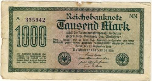 Germany - 1000 Mark , 1922, One Thousand Mark Note, p76 d