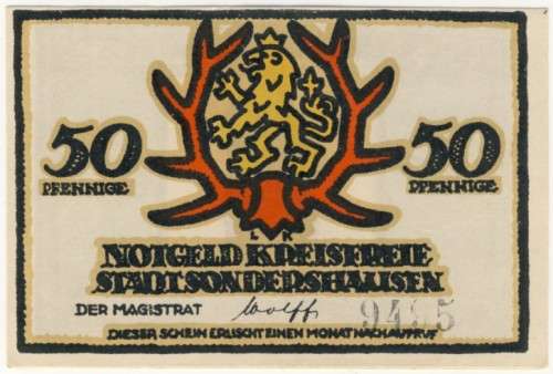 Notgeld 1914 - 1921, 50 Pfennig, Germany -  Sondershausen