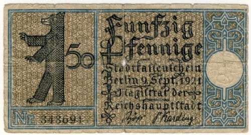 Notgeld 1914 - 1921, 50 Pfennig, Germany -  Schoneberg