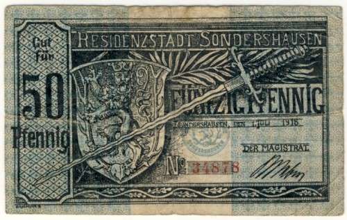 Notgeld 1914 - 1921, 50 Pfennig, Germany -  Sondershausen