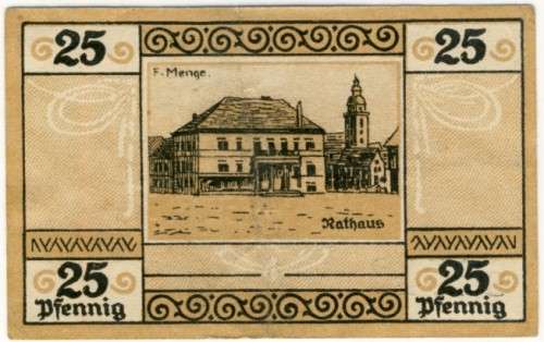 Notgeld 1914 - 1921, 25 Pfennig, Germany -  Sondershausen