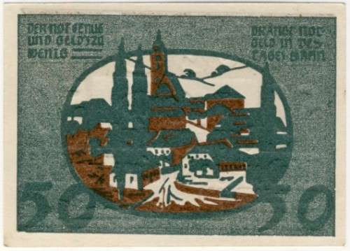Notgeld 1914 - 1921, 50 Heller, Austria -  Niederwaldkirchen