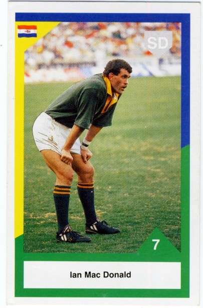 Sports Deck 1992 SA vs New Zealand, Ian Mac Donald, Springboks # 7, Trading Card