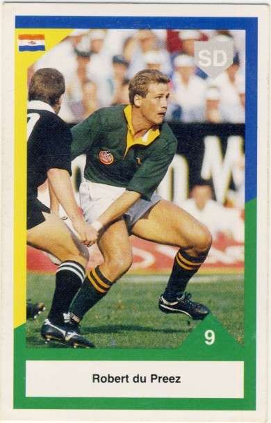 Sports Deck 1992 SA vs New Zealand, Robert du Preez, Springboks # 9, Trading Card