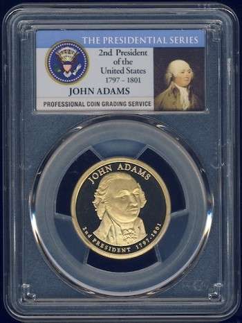 2007 PCGS Graded Proof-69 DCam, Presidential Dollar, $1, USA, America, John Adams