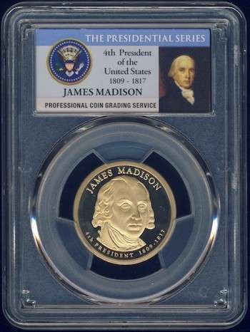 2007 PCGS Graded Proof-69 DCam, Presidential Dollar, $1, USA, America, James Madison