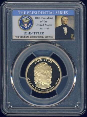2009 PCGS Graded Proof-69 DCam, Presidential Dollar, $1, USA, America, John Tyler