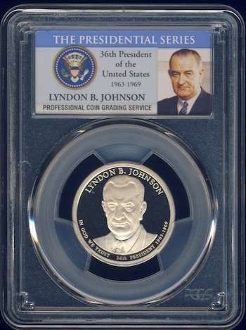 2015 PCGS Graded Proof-69 DCam, Presidential Dollar, $1, USA, America, Johnson