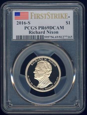 2016 PCGS Graded Proof-69 DCam First Strike, Presidential Dollar, $1, USA, America, Nixon