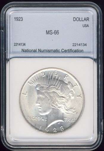 1923 Graded MS-66, Silver Peace Dollar, USA, America, Silver