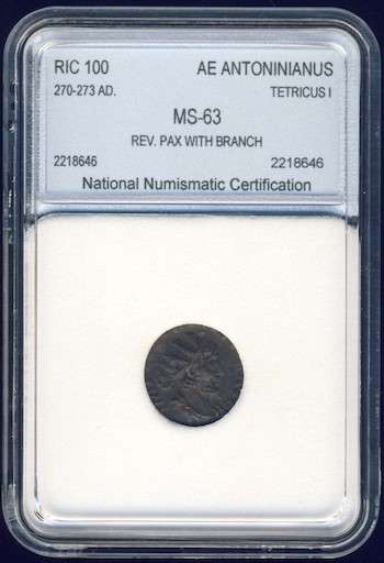 Tetricus I, 270 - 273 AD, Graded MS-63, Rome, Roman, Antoninnianus, Gallic Empire, RIC 100