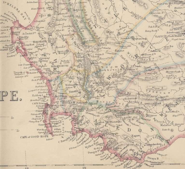 1860 Map of Cape Colony, Good condition, Original Blackie Map