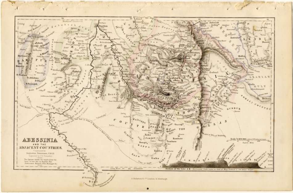 Mid 1800's Map of Abessinia, Very Good condition, Original Fullerton Map