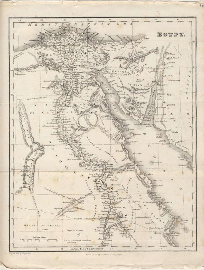 Early 1800's Map of Egypt, Fair condition, Original Fullerton Map