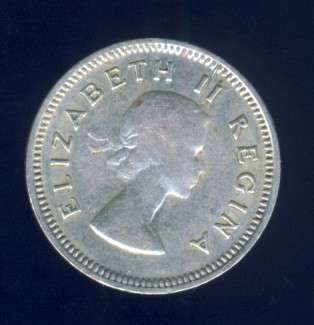 1956 Tickey coin, 3d , South Africa, Silver, George VI , No reserve