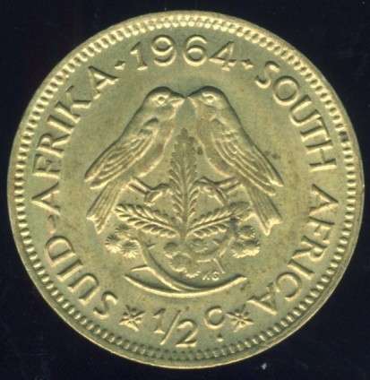 1964 1/2 Cent coin, 1/2c , South Africa, No reserve