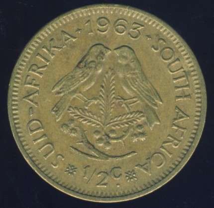 1963 1/2 Cent coin, 1/2c , South Africa, No reserve