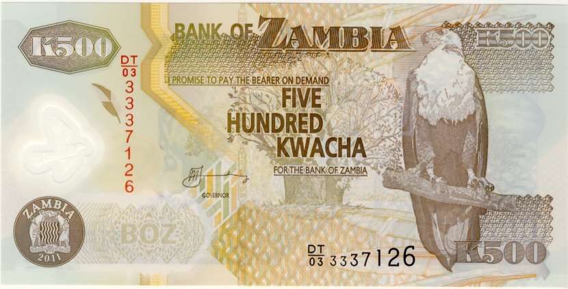Zambia - 500 Kwacha , 2011, Crisp UNC., p , polymer note