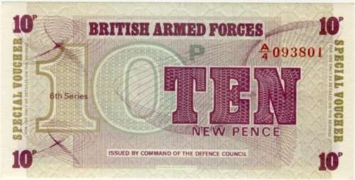 British Armed Forces, 3 note set, 6th Series MPC, 5 10 and 50 pence