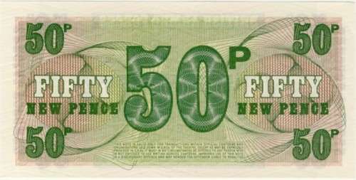 British Armed Forces, 3 note set, 6th Series MPC, 5 10 and 50 pence