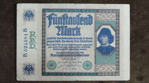Germany - 5000 Mark, 1922, p-77 , Rare Note