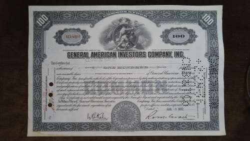 General American Investors Company, Stock Certificate, 1932, 100 Shares
