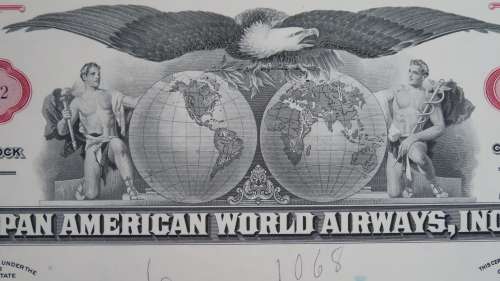 Pan American World Airways, Stock Certificate, 1975, 100 Shares