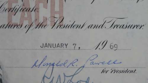 Northern Central Railray Company, Stock Certificate, 1969, 100 Shares