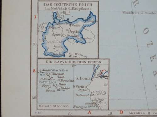 1905 Map of Africa, Excellent condition, Original German Mayer Map Showing Expeditions