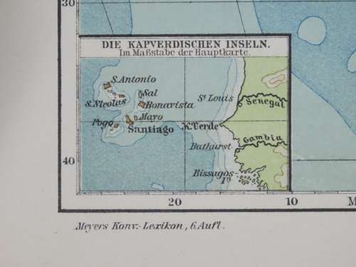 1905 Physical Map of Africa, Excellent condition, Original German Mayer Map