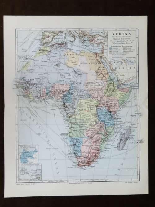1905 Map of Africa, Excellent condition, Original German Mayer Map