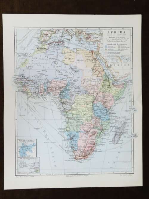 1905 Map of Africa, Excellent condition, Original German Mayer Map