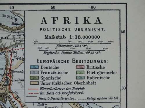 1905 Map of Africa, Excellent condition, Original German Mayer Map