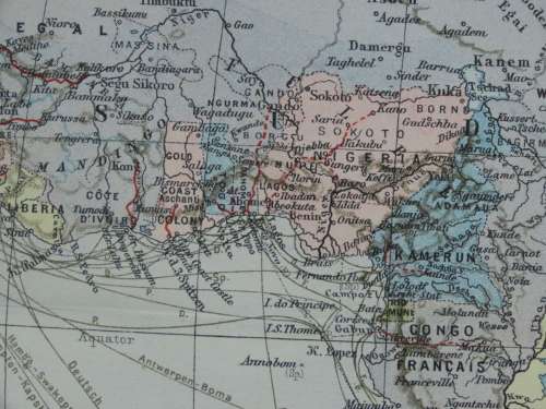 1905 Map of Africa, Excellent condition, Original German Mayer Map