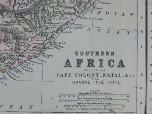 1894 Map of South Africa, Good Condition, Original Bradley Map
