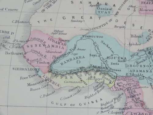 1855 Map of Africa, Excellent Condition, Original Cornell Antique Map