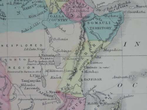 1855 Map of Africa, Excellent Condition, Original Cornell Antique Map