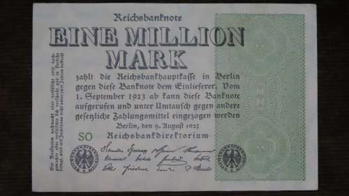 Germany - 1 Million Mark, 1923 , p102a , Stars Watermark