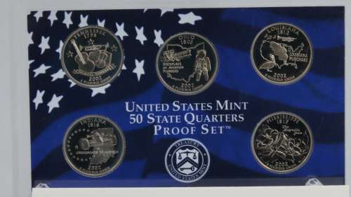 USA , 2002 Complete Statehood Quarters Proof set, 5 coin Set