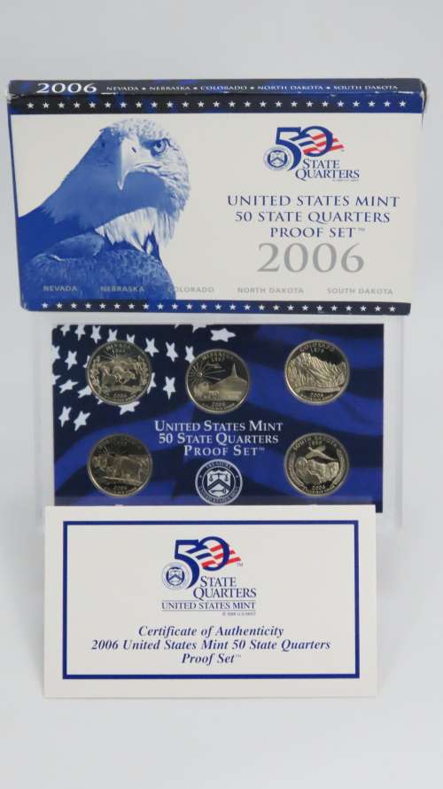 USA , 2006 Complete Statehood Quarters Proof set, 5 coin Set