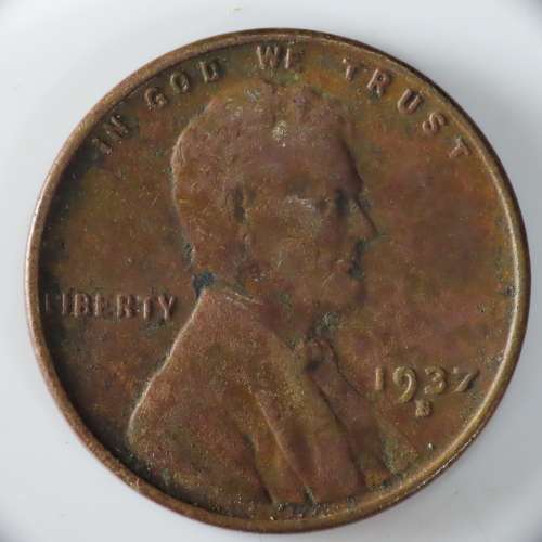 USA , 1937 S Lincoln Cent, Wheat Penny , San Francisco Mint