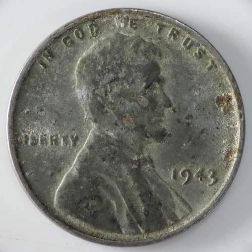 USA , 1943 Steel Lincoln Cent, Wheat Penny , Philadelphia Mint , WWII