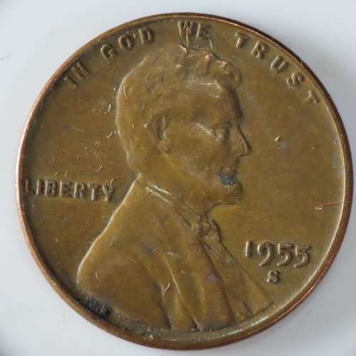 USA , 1955 S Lincoln Cent, Wheat Penny , San Francisco Mint