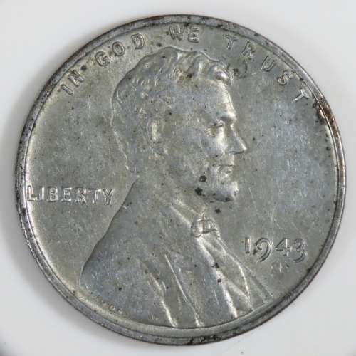 USA , 1943 S Lincoln Cent, Steel Wheat Penny , San Francisco Mint, WWII