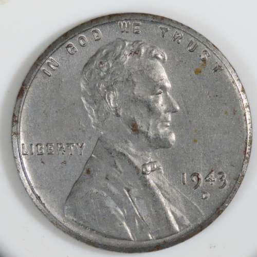 USA , 1943 D Lincoln Cent, Steel Wheat Penny , Denver Mint, WWII