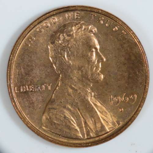 USA , 1969 D Lincoln Cent, BU Memorial Penny , Denver Mint, Uncirculated Gem Red