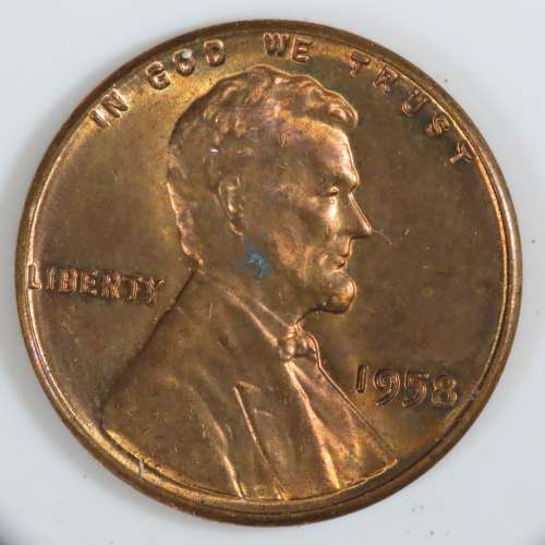 USA , 1958 Lincoln Cent, BU Wheat Penny , Philadelphia Mint, Uncirculated Gem Red